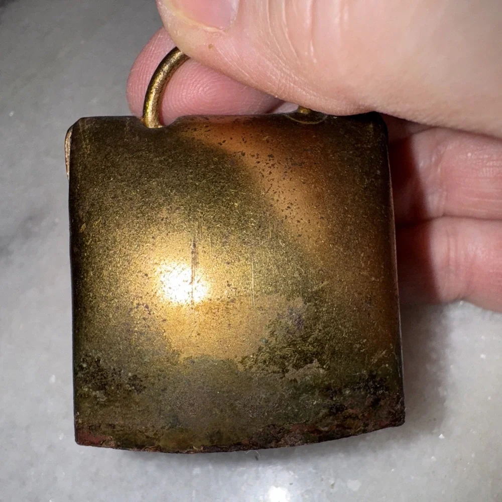 Mini Vintage Hand Painted Brass Cow Goat Sheep Dog Bell ES003 Switzerland